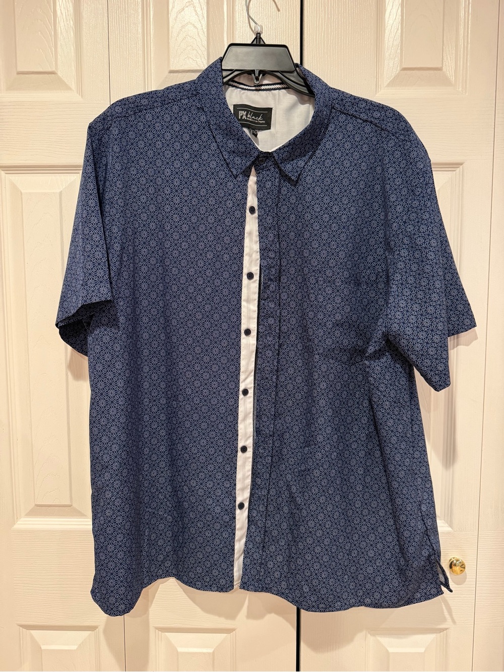 PXG Navy Short-Sleeve Button-Down with White Placket